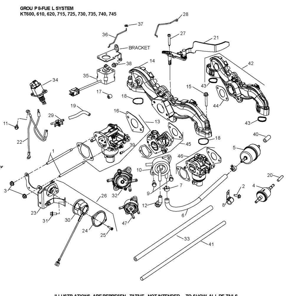 Kt730-3063 Fuel System Diagram and Parts List for KT730-3063  Cub Cadet Lawn Tractor
